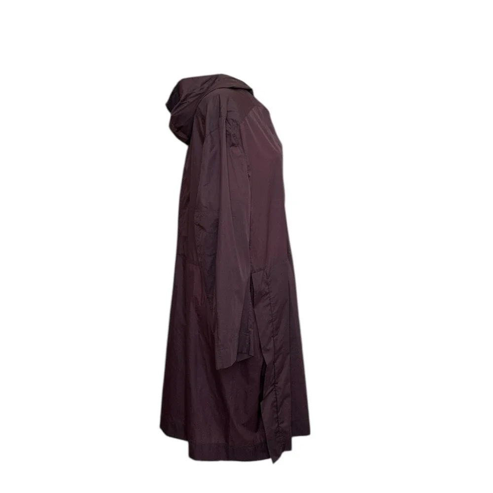 COS Men's Large Hooded‎ Packable Lightweight Anorak Dark Burgundy Purple/Black